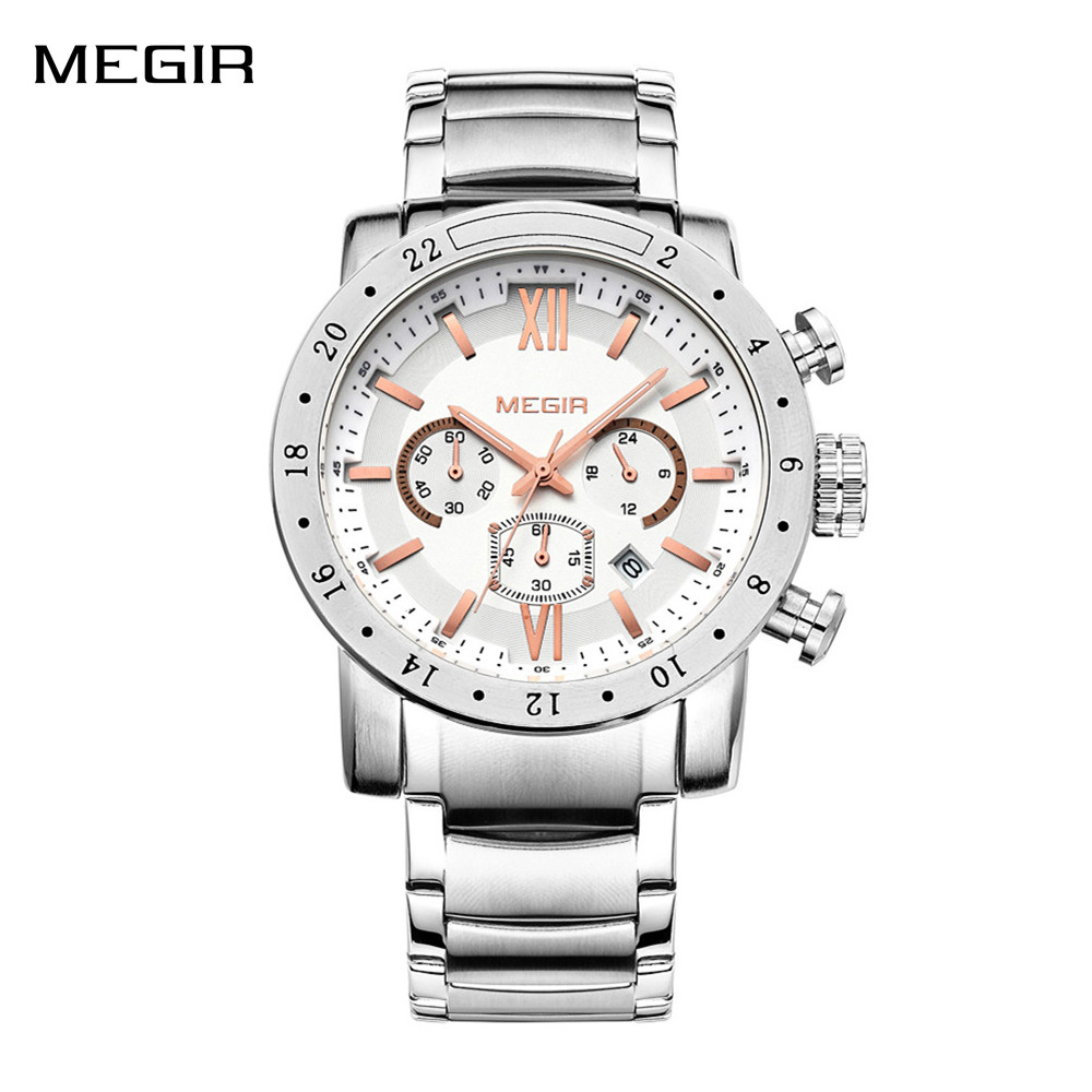 Smartwatch Digital Watches For Men - MEGIR Stainless Steel Casual Watches for