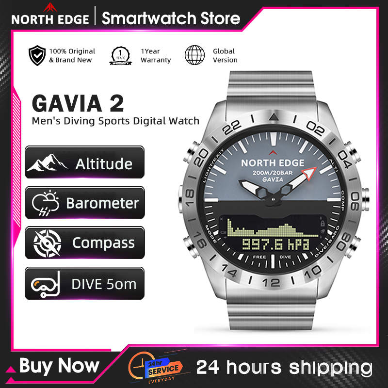 Smartwatch Digital Watches For Men - NORTH EDGE Mens Dive Watch Military