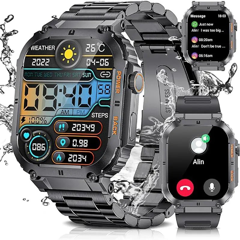 Smartwatch Digital Watches For Men - LIGE Outdoor Sports Fitness Smartwatch For