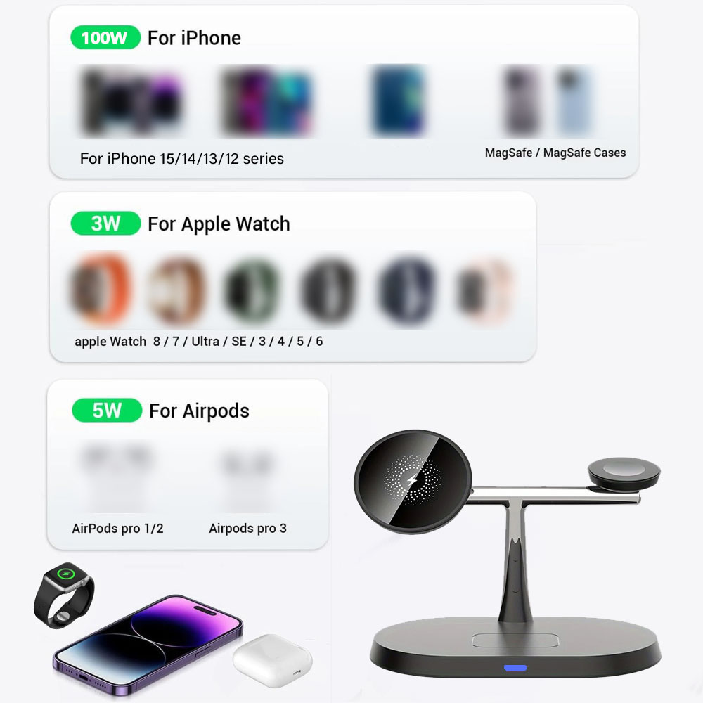 3 in 1 Magnetic Wireless Charg - Smartwatch Apple Watch recension och pris