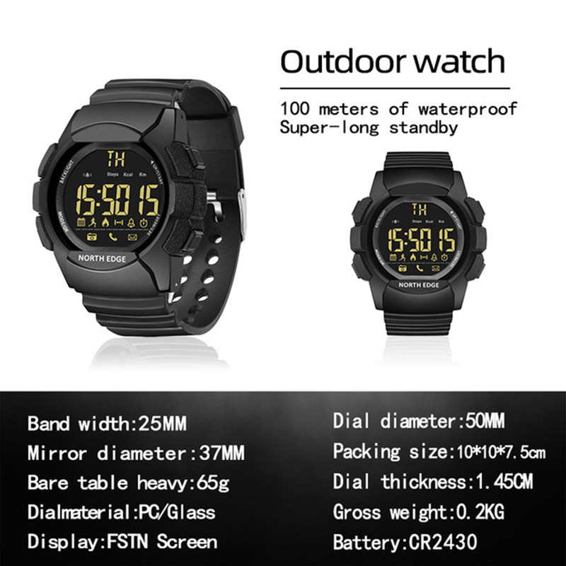 NORTH EDGE AK 100M Waterproof  - Smartwatch Digital Watches For Men recension och pris