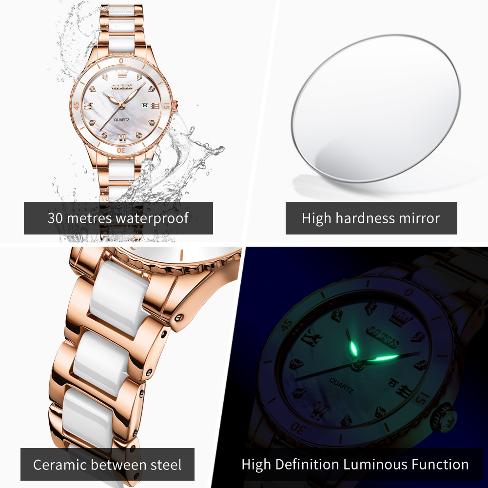 OLEVS 9985 Quartz Watches for  - Luxury Ceramic Watch recension och pris