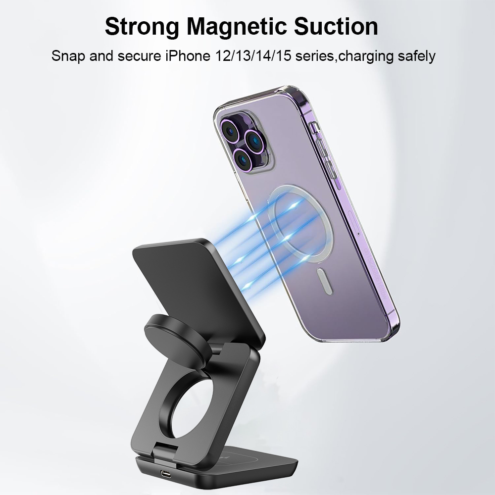 Wireless Charger 3 in 1 Foldab - Smartwatch Apple Watch recension och pris