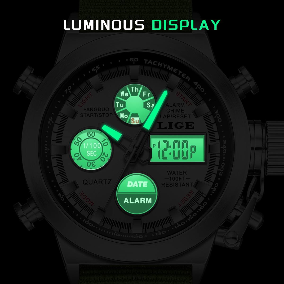 LIGE Men Big Brand Dual Time D - Smartwatch Digital Watches For Men recension och pris