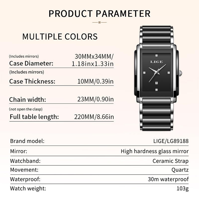 LIGE New Luxury Women Watches  - Luxury Ceramic Watch recension och pris