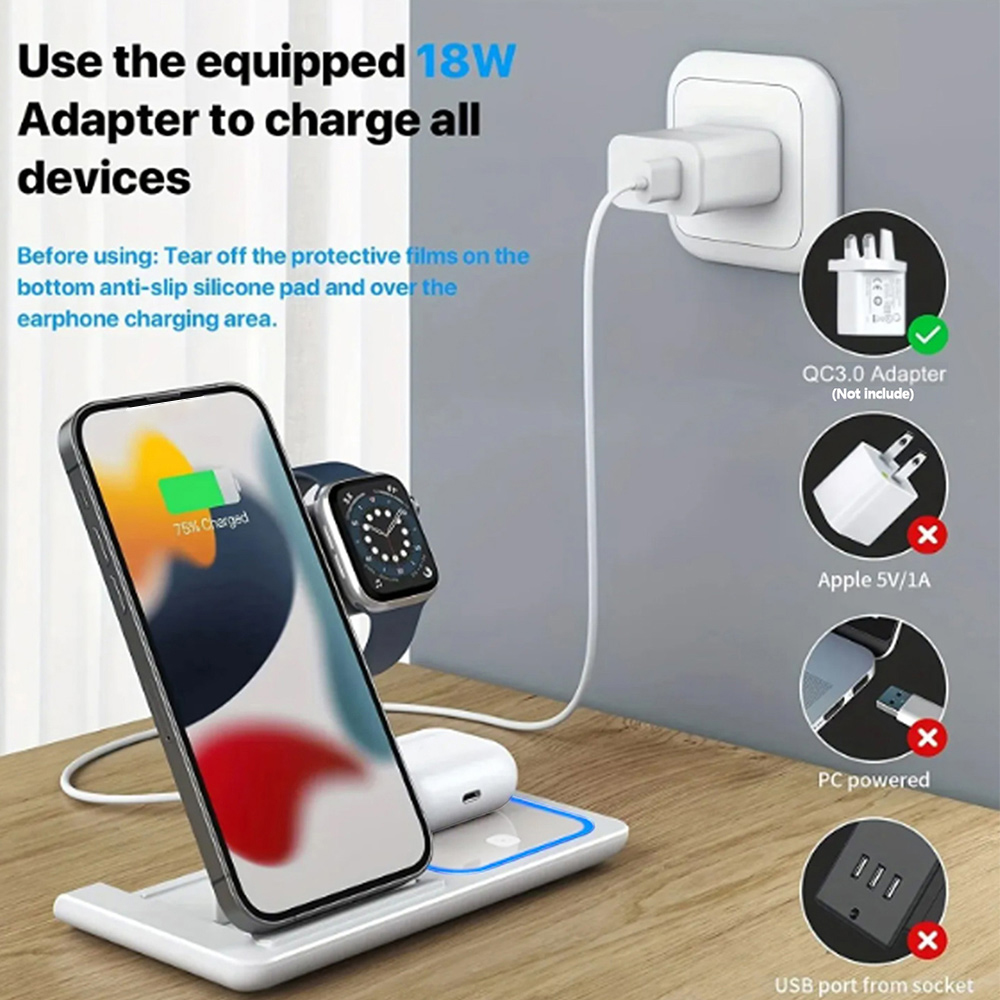 15W 3 in 1 Wireless Charger St - Smartwatch Apple Watch recension och pris