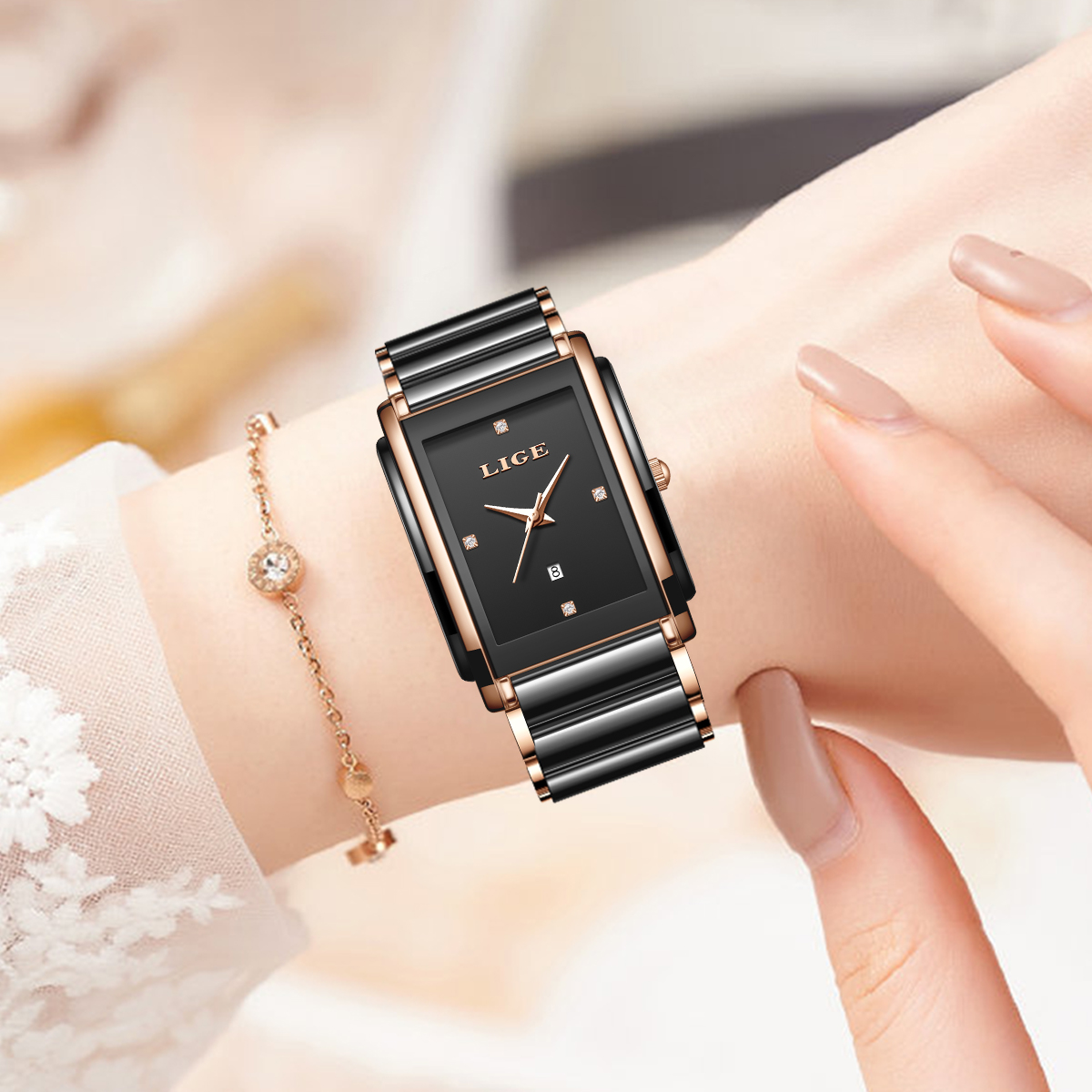 LIGE Fashion Elegant Watch for - Luxury Ceramic Watch recension och pris