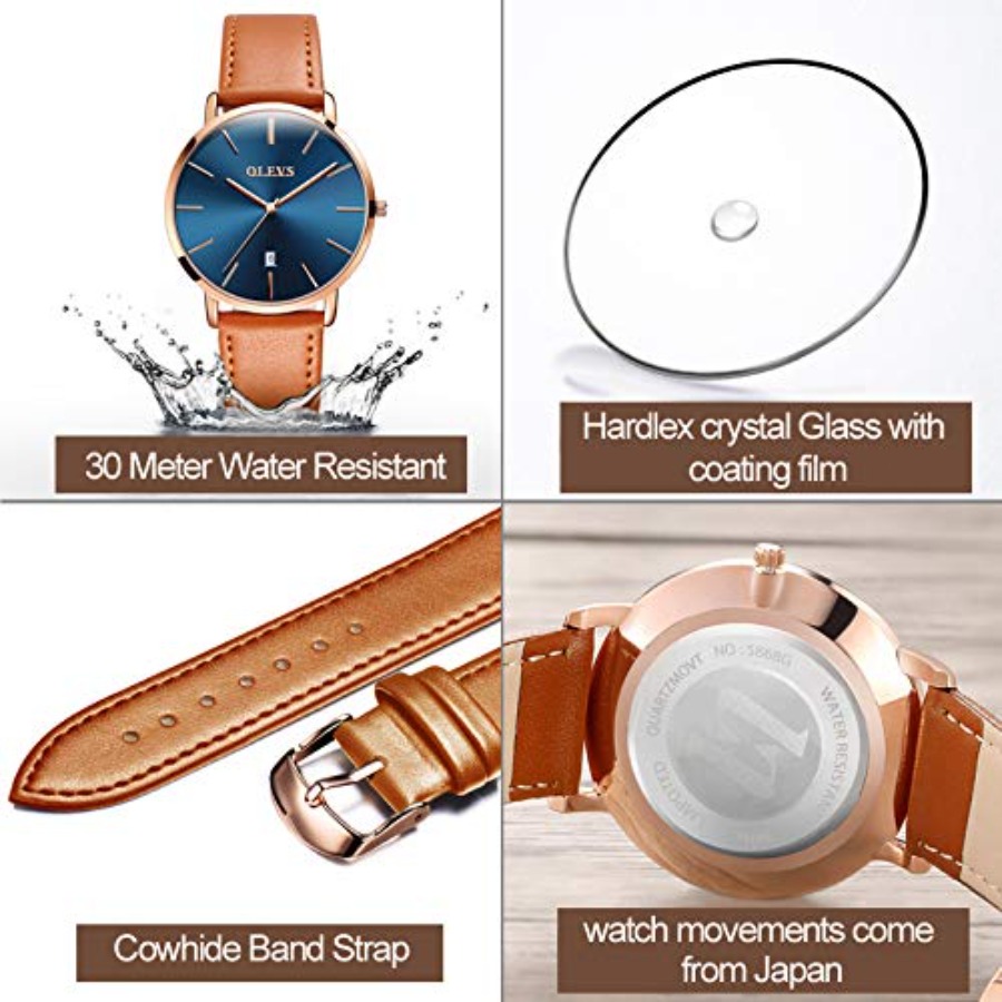 OLEVS Men Leather Watches Blac - Smartwatch Digital Watches For Men recension och pris